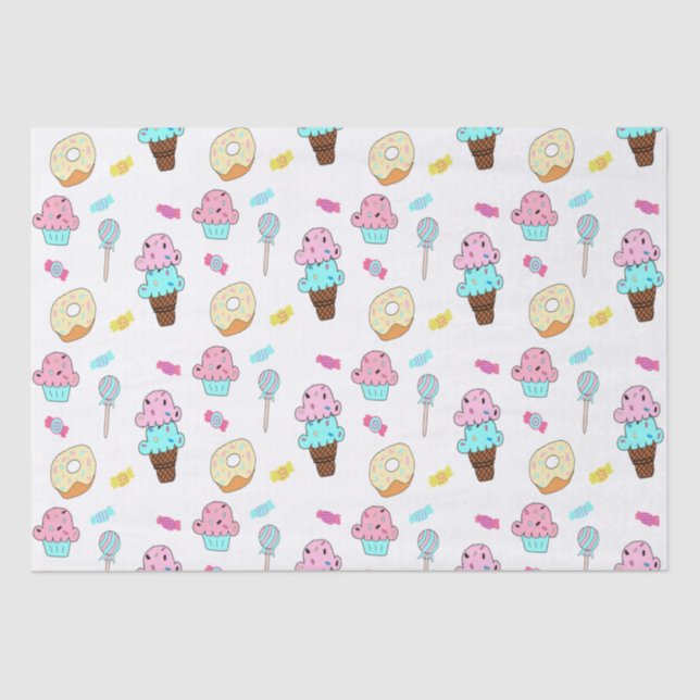 Avryl Fleurs Niedlicher Eis-Creme-Cupcake-Donut Seidenpapier (Vorderseite)