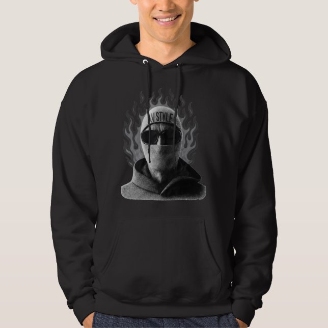 AVSTYLE Dark Flame Masked Streetwear Design - Bold Hoodie (Vorderseite)