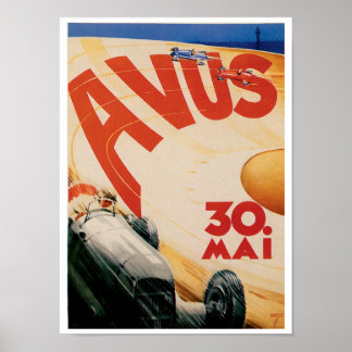 Avus Race Cars Automobile Vintage und Art Poster
