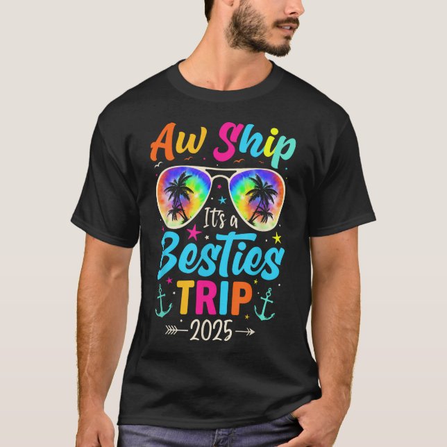 Aw Schiff seine A Besties Reise 2025 Freunde Vacay T-Shirt (Vorderseite)