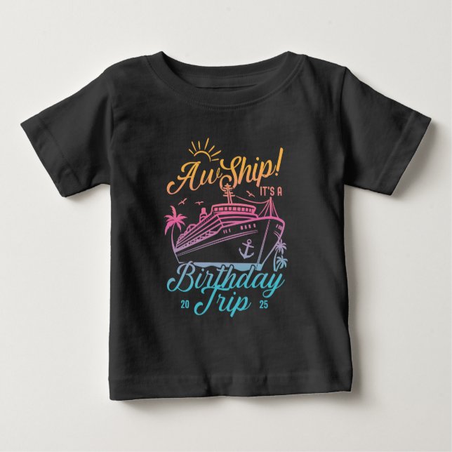 Aw Ship Custom Birthday Cruise Group Matching Baby T-shirt (Vorderseite)