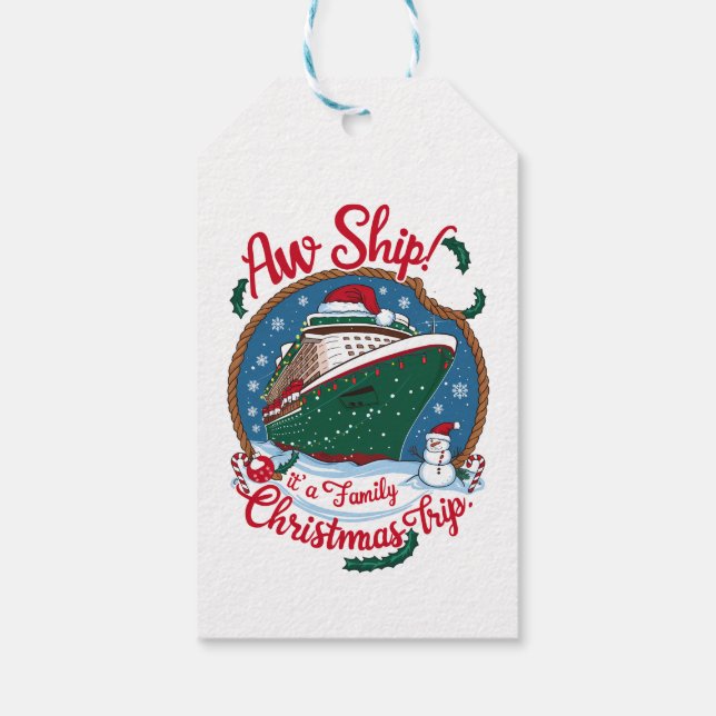 Aw Ship Es ist eine Weihnachtsreise für die Famili Geschenkanhänger (Rückseite)