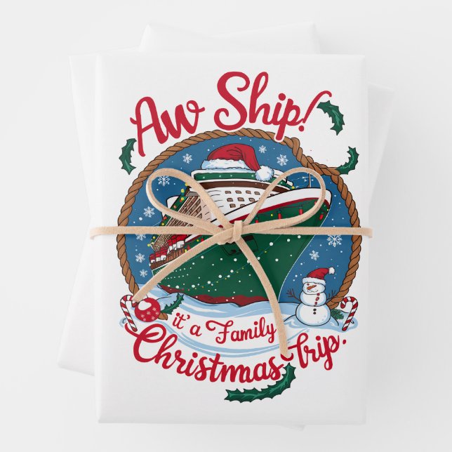 Aw Ship Es ist eine Weihnachtsreise für die Famili Geschenkpapier Set (Beispiel)