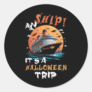 Aw Ship Halloween Trip Family Cruise Funny Hallowe Runder Aufkleber