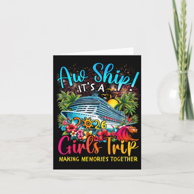 Aw Ship It's A Girls Trip 2026 Girl Cruise Vacatio Karte (Vorderseite)