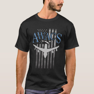 Awacs auf verblassener US-Flagge T-Shirt