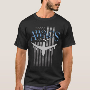 Awacs auf verblassener US-Flagge T-Shirt
