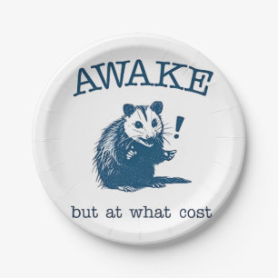 Awake, aber an welcher Küste Opposum Possum Retro Pappteller