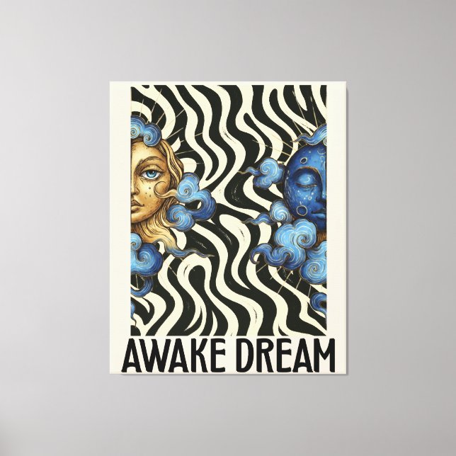 Awake Dream  (Sun&Moon) Stretched Canvas Print Leinwanddruck (Vorderseite)