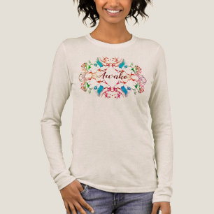 "Awake" Mandala Design in Aqua Coral Light Green Tri-Blend Shirt