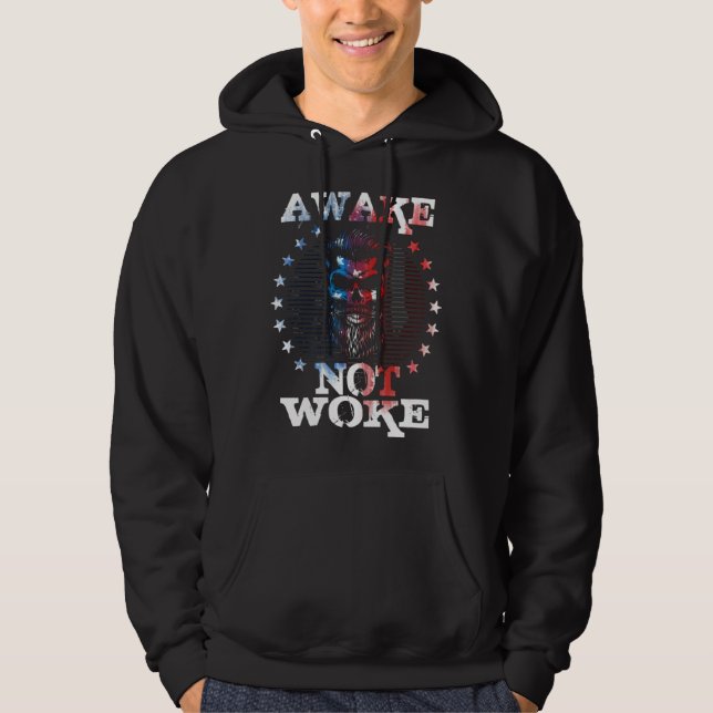 Awake Not Woke American Flags Awake Not Woke Hoodie (Vorderseite)