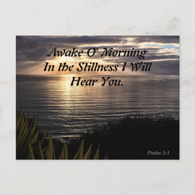 Awake O Morning Psalm 5:3 Sunrise Matte Postcard Postkarte (Vorderseite)