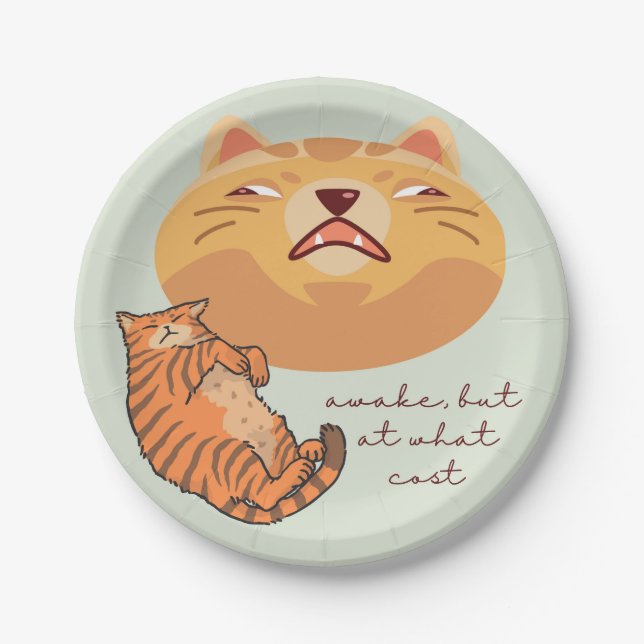 Awake Orange Cat Pappteller (Vorderseite)