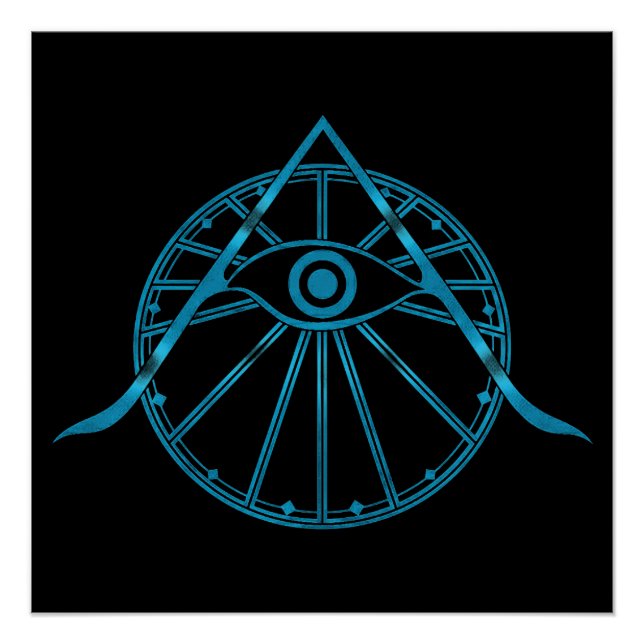 "Awaken" Alleskönnendes Auge & Heilige Geometrie S Poster (Vorderseite)