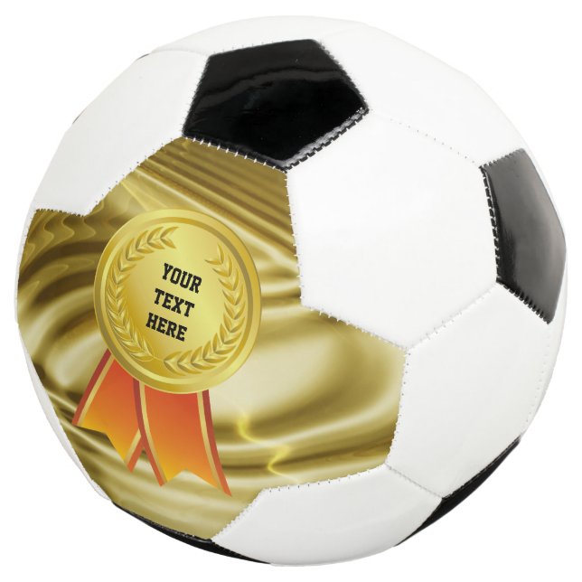 AWARD RIBBON Gold I + Ihr Backgr. & Text Fußball (Dreiviertel)