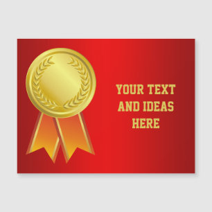 AWARD RIBBON Gold I + Ihr Backgr. & Text Magnetkarte