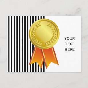 AWARD RIBBON Gold I + Ihr Backgr. & Text Postkarte