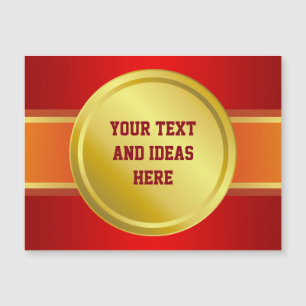 AWARD RIBBON gold III + Ihr Backgr. & Text Magnetkarte