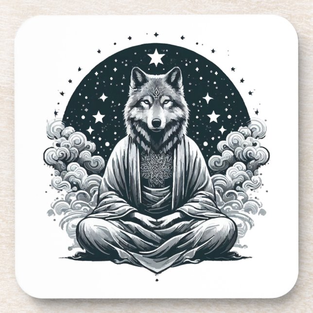 Aware Wolf Getränkeuntersetzer (Vorderseite)