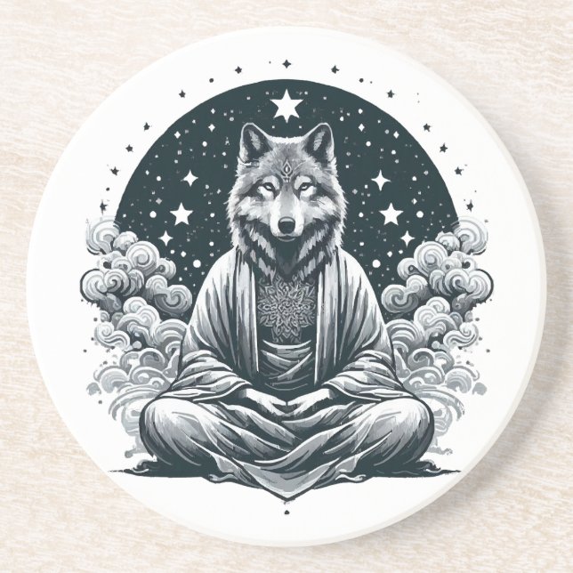 Aware Wolf Getränkeuntersetzer (Vorne)