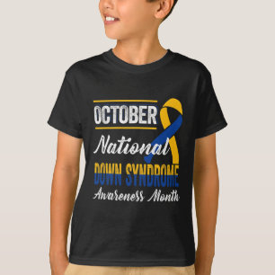 Aware zum Yellow and Blue Ribbon-Down-Syndrom im O T-Shirt