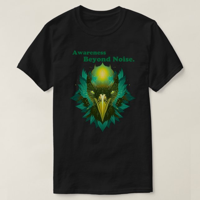 Awareness Beyond Noise Abstract Cosmic Raven T-Shirt (Design vorne)
