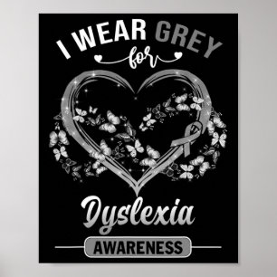 Awareness Ich trage graues Schmetterlingsherz  Poster
