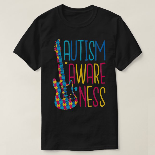 Awareness Puzzle Gitarre Unterstützung stolz Famil T-Shirt (Design vorne)