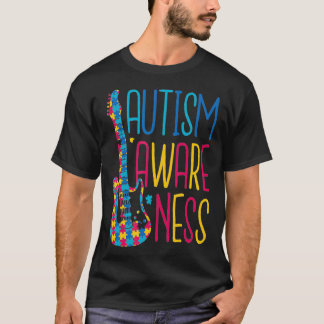 Awareness Puzzle Gitarre Unterstützung stolz Famil T-Shirt