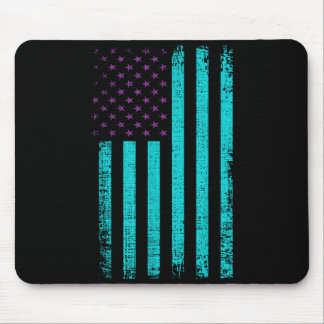 Awareness Usa Flag Teal Purple Aamerican Flag Mousepad