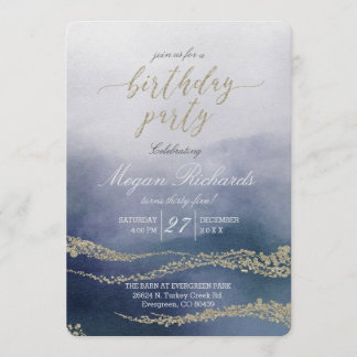 Awash Elegant Watercolor Geburtstagsparty Einladun Einladung