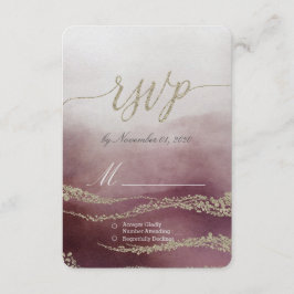 Awash Elegant Watercolor in Cranberry Wedding RSVP Karte