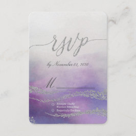 Awash Elegant Watercolor in Orchid Wedding RSVP Karte