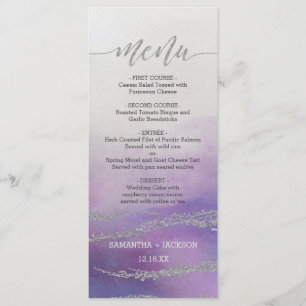 Awash Elegant Watercolor Orchid Wedding Menu Menükarte