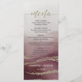 Awash Elegantes Watercolor Cranberry Wedding Menu Menükarte