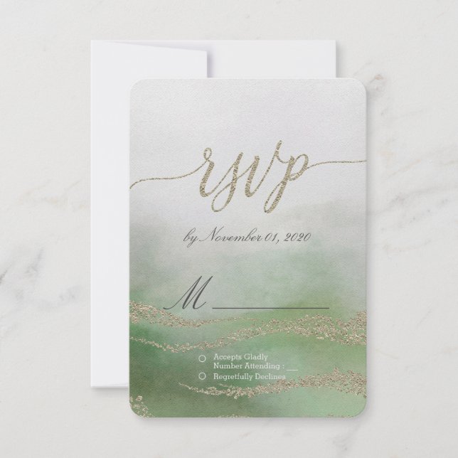 Awash Elegantwatercolor in Foliage Wedding RSVP Karte (Vorderseite)