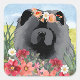 AWASSE IN LICHTschwarz - Blauer Hund Quadratischer Aufkleber