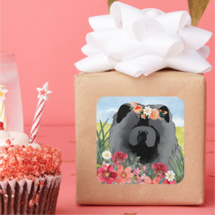 AWASSE IN LICHTschwarz - Blauer Hund Quadratischer Aufkleber