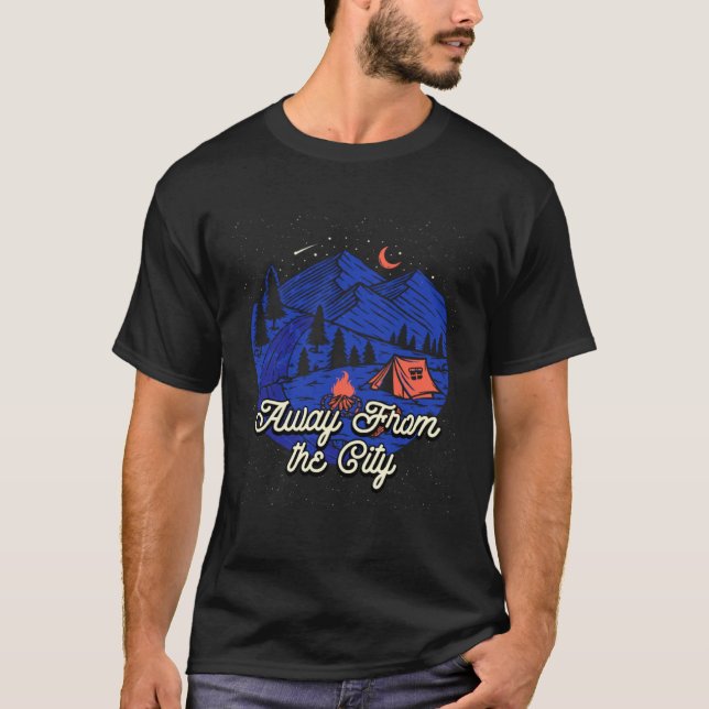 Away From the City Wildlife Camping Outdoor Camper T-Shirt (Vorderseite)