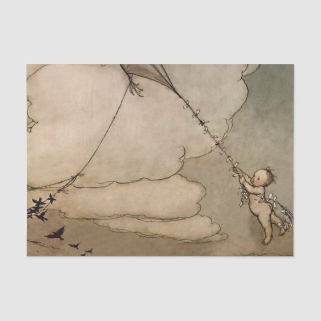 "Away On a Kite" von Arthur Rackham Seidenpapier (Vorderseite)