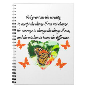 AWE INSPIRIERE BUTTERFLY SERENITY PRAYER FOTO NOTIZBLOCK