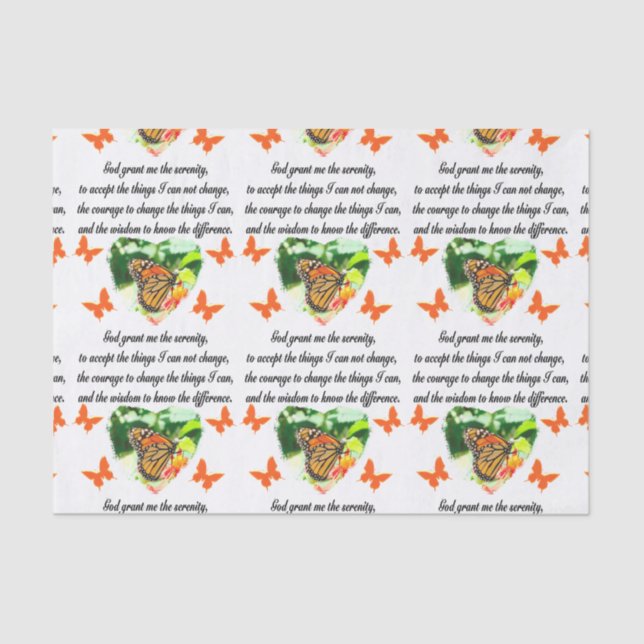 AWE INSPIRIERE BUTTERFLY SERENITY PRAYER FOTO SEIDENPAPIER (Vorderseite)