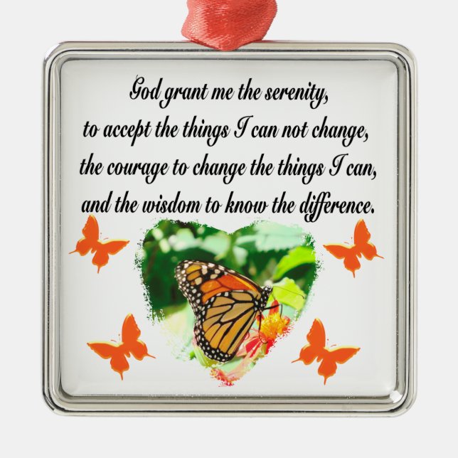 AWE INSPIRIERE BUTTERFLY SERENITY PRAYER FOTO SILBERNES ORNAMENT (Vorne)