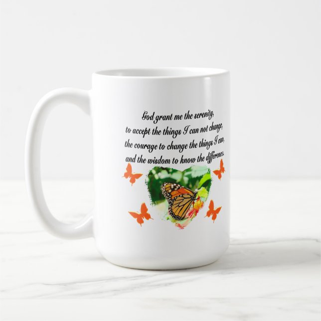 AWE INSPIRIERE BUTTERFLY SERENITY PRAYER FOTO TASSE (Links)