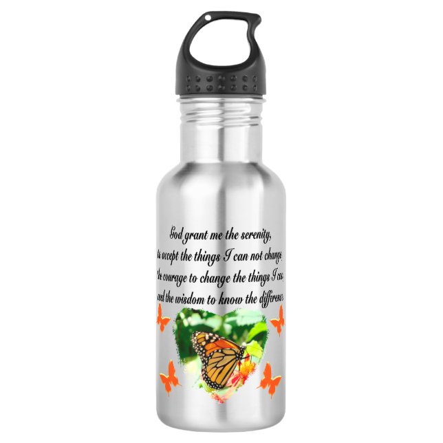 AWE INSPIRIERE BUTTERFLY SERENITY PRAYER FOTO TRINKFLASCHE (Vorderseite)
