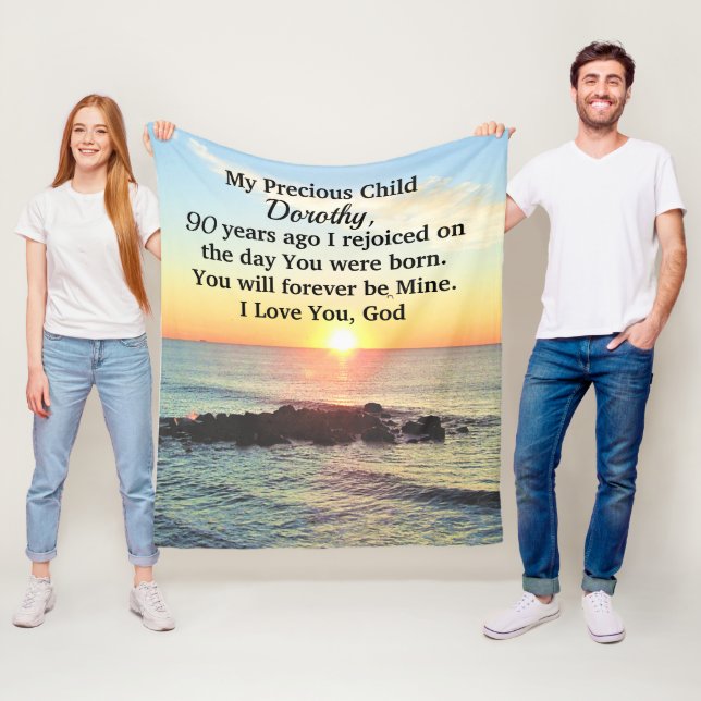 AWE INSPIRIERE PERSONALISIERT 90. GEBURTSTAG FLEECEDECKE (Beispiel)