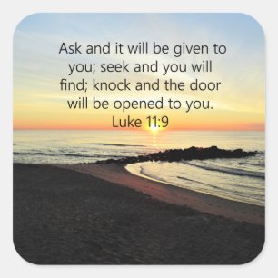 AWE-INSPIRIEREND LUKE 11:9 SONNENRISE-FOTO QUADRATISCHER AUFKLEBER