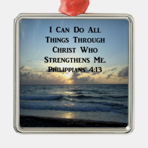 AWE-INSPIRING PHILIPPIANS 4:13 SCRIPTURE VERSE ORNAMENT AUS METALL