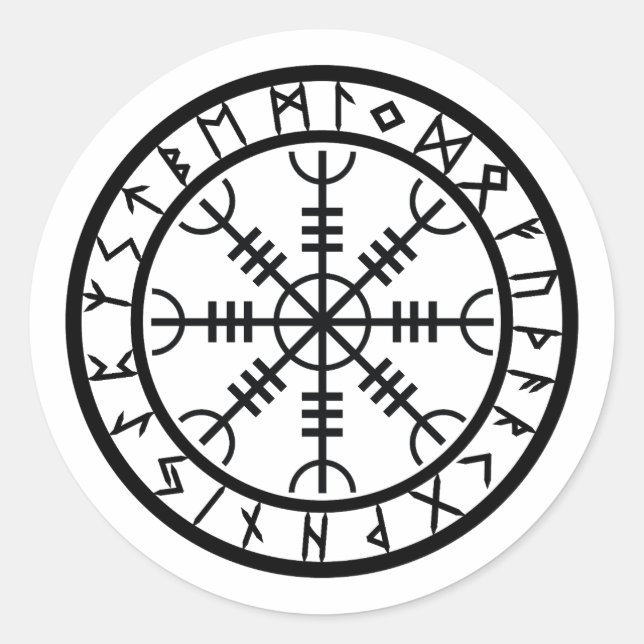 Awe - Runenkreis Runder Aufkleber (Vorderseite)