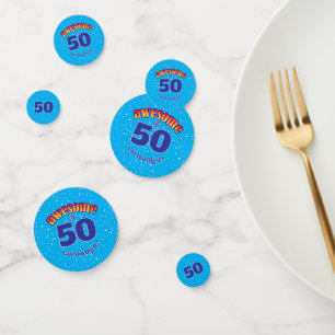 AWESOME 50 Geburtstag auf HELLBLAU Konfetti